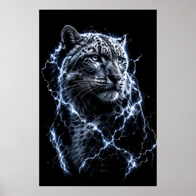 Affiche Léopard des neiges électrique | Portrait de grand  (Devant)