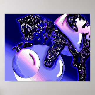 Affiche léopard des neiges et lunes