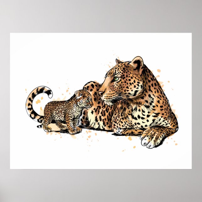 Affiche Leopard Et Cub (Devant)