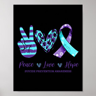 Affiche Leopard Floral Ruban Paix Aimer Espoir Suicide Pré