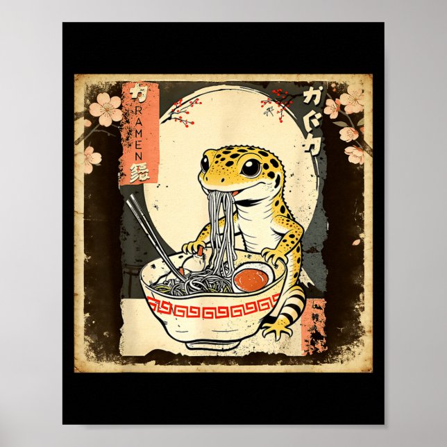 Affiche Leopard Gecko Lizard Ramen Crested Gecko Japanese  (Devant)