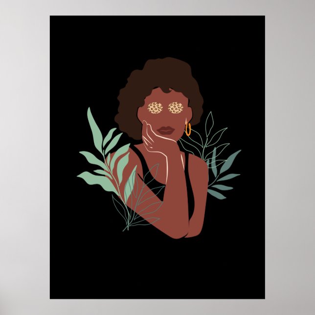 Affiche Leopard Girl, Forêt d'Art Abstrait Belle femme (Devant)