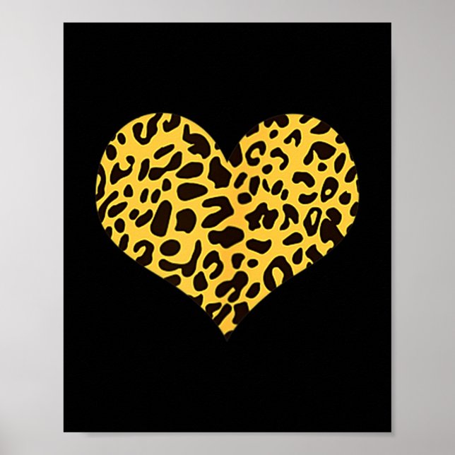 Affiche Leopard Heart Valentines Girlfriend Boyfriend Gift (Devant)