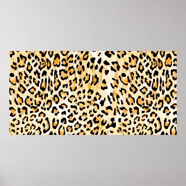 Affiche leopard jaune et blanc dessiné à la main (Devant)