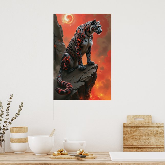 Affiche Léopard majestueux sous ciel de feu (Cuisine)