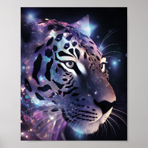 Affiche Léopard néon cosmique – Art fantastique de grand f