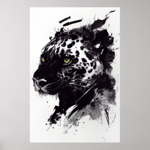 Affiche Leopard Panther Wild Nature Free Spirit Art Brush