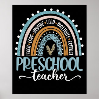 Affiche Leopard Rainbow, Professeur À L'École Préscolaire