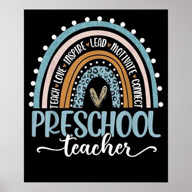 Affiche Leopard Rainbow, Professeur À L'École Préscolaire (Devant)
