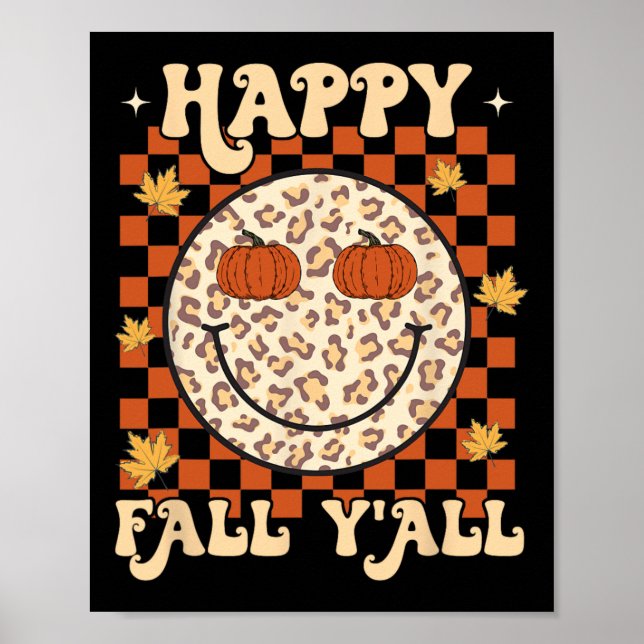 Affiche Leopard Smile Face Happy Fall Y'all Retro Super A (Devant)