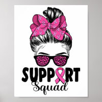 Leopard Sungles Messy Bun Support Squad Breast Can