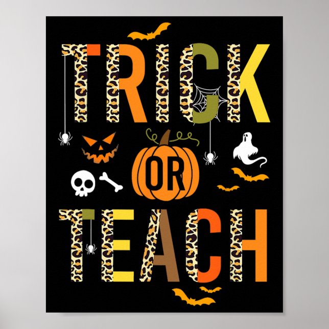 Affiche Leopard Trick Ou Enseigner L'École D'Halloween Aut (Devant)