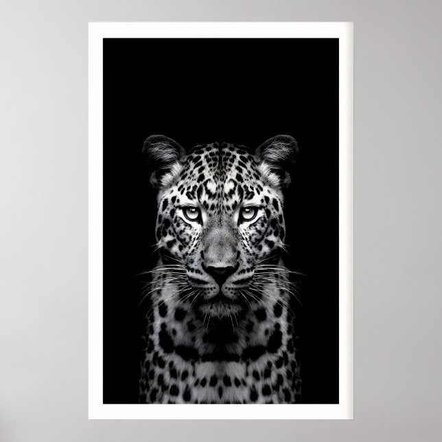Affiche Leopard Wall Art Black and White Photography (Devant)