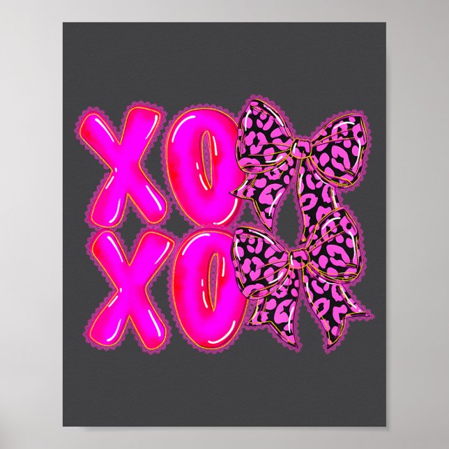 Affiche Leopard Xoxo Coquette Bow Hearts Valentine's Day W (Devant)