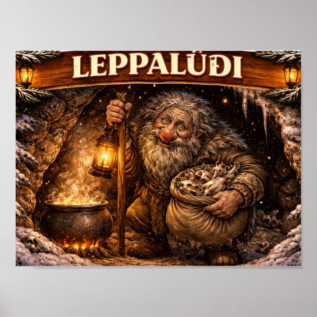 Affiche Leppaludi lutin de Noël islandais (Devant)