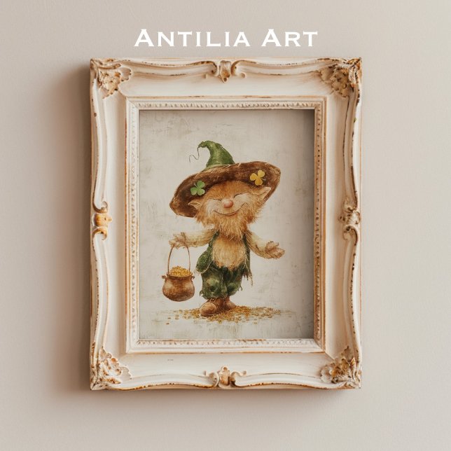 Affiche Leprechaun avec Pot of Gold Peinture St Patrick's (Créateur téléchargé)