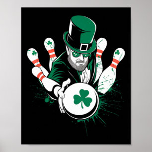 Affiche Leprechaun Bowling St. Patrick’s Day Lucky Men Boy