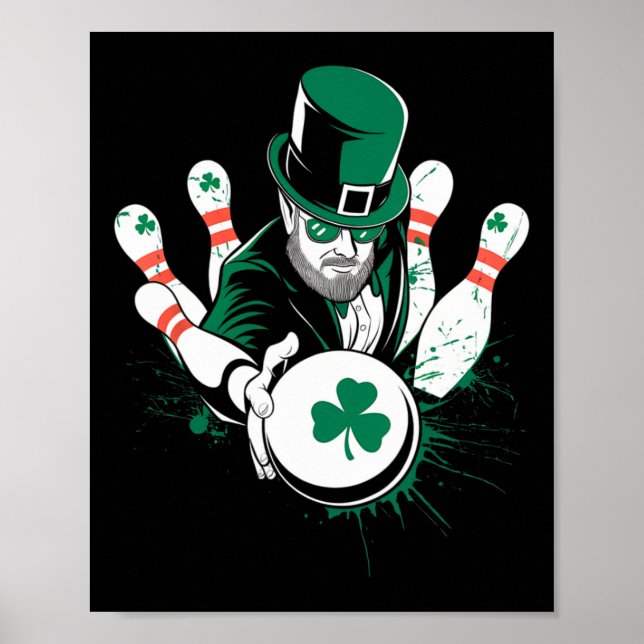 Affiche Leprechaun Bowling St. Patrick’s Day Lucky Men Boy (Devant)