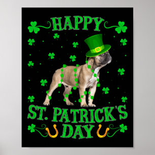 Affiche Leprechaun Casquette Français Bulldog Saint Patric
