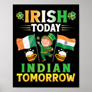 Affiche Leprechaun Dancing Flags Bière Irlandaise Aujourd'
