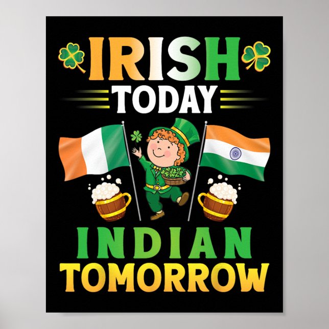 Affiche Leprechaun Dancing Flags Bière Irlandaise Aujourd' (Devant)