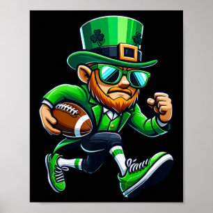 Affiche Leprechaun Jouer Football Jour de la Saint Patrick