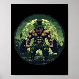 Affiche Leprechaun Poids Lifting Bodybuilding Gym St Pat