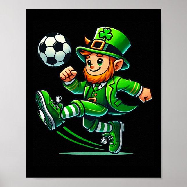 Affiche Leprechaun Soccer St Patricks Day Player Boys Men  (Devant)