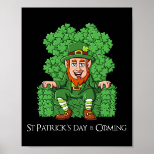 Affiche Leprechaun Sur Trône De Clover Jour de la Saint Pa