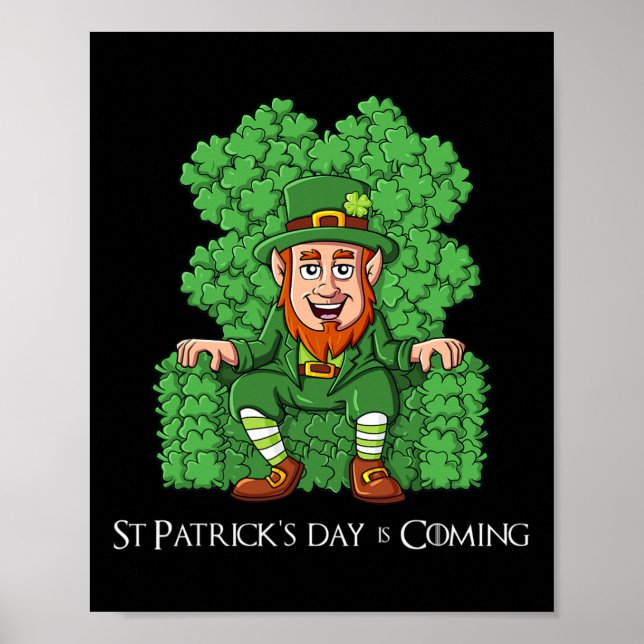 Affiche Leprechaun Sur Trône De Clover Jour de la Saint Pa (Devant)