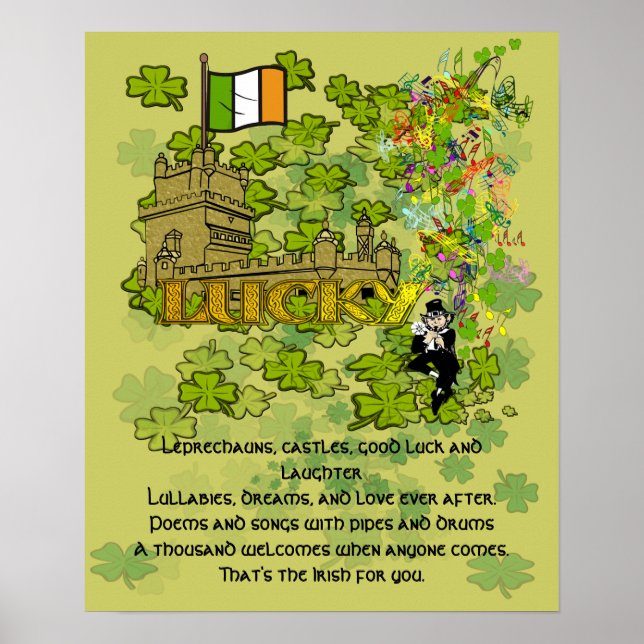 Affiche Leprechauns, Châteaux, Bonne chance et rire (Devant)