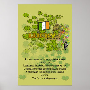 Affiche Leprechauns, Châteaux, Bonne chance et rire