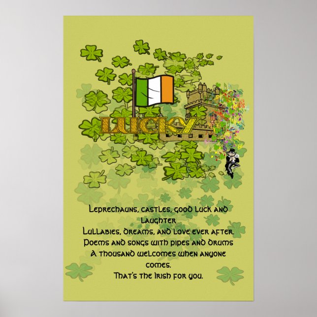 Affiche Leprechauns, Châteaux, Bonne chance et rire (Devant)