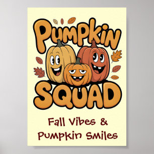 Affiche L'équipe de citrouilles Mignon dessin animé rétro