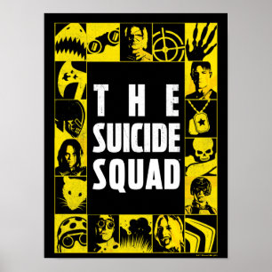 Affiche L'équipe du suicide   Blocs d'icônes jaune et no