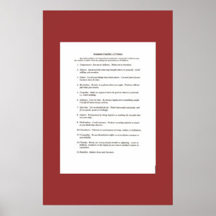 Affiche Les 13 vertus de Ben Franklin