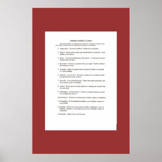 Affiche Les 13 vertus de Ben Franklin