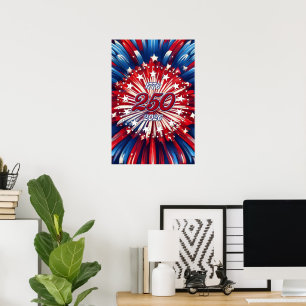 Affiche Les 250 ans d'Amérique 1776-2026 Feux d'artifice R