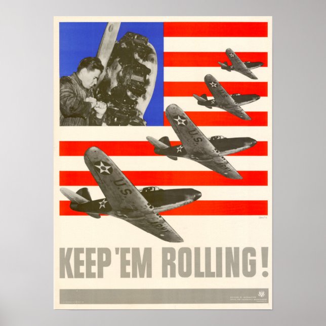 Affiche Les 2ème guerre mondiale Continuent À Rouler ! (Devant)