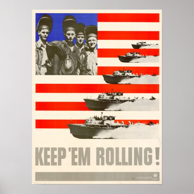 Affiche Les 2ème guerre mondiale Continuent À Rouler ! (Devant)
