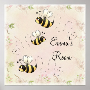 Affiche Les abeilles du pays mignons à personnaliser