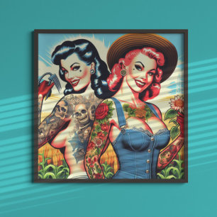 Affiche Les agricultrices tatouées
