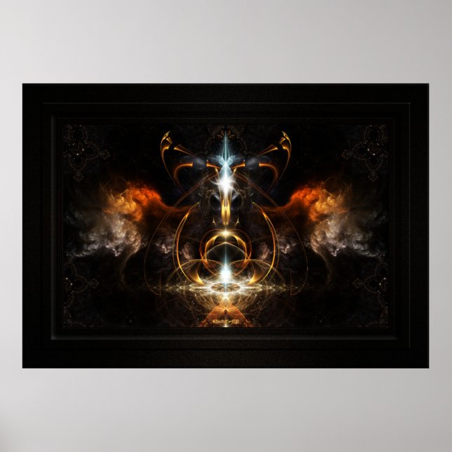 Affiche Les ailes de l'art fractal du feu par Xzendor7 (Devant)