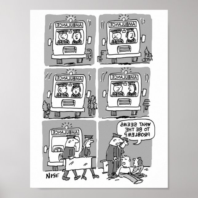 Affiche Les ambulanciers assistent à un accident. Drôle (Devant)