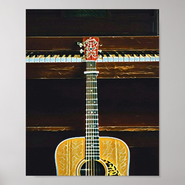 Affiche Les amoureux de guitare cadeaux (Devant)