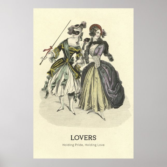 Affiche Les amoureux lesbiennes au bal Masquerade (Devant)