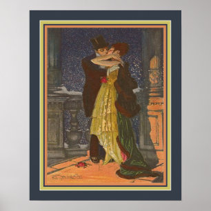 Affiche "Les amoureux sur le balcon" par Achille Mauzan