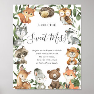 Affiche Les Animaux De Bois Baby shower Devinez Le Mess Do