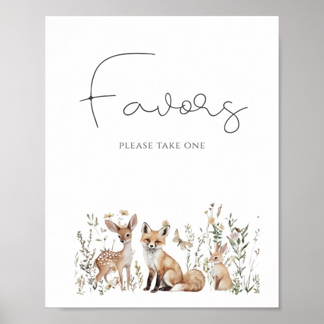 Affiche Les animaux de bois Baby shower Faveurs (Devant)