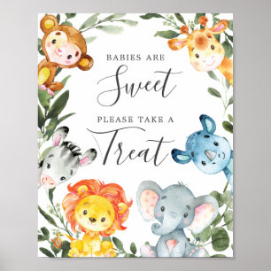Affiche Les animaux de la jungle Les bébés Baby showers so